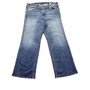 Ariat Women's Real Trouser Jeans 26R (Fits 37x30.5) Blue Wide Leg Grunge‎ Y2K